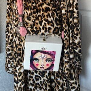 Boho STRONG - Cigar Box Crossbody Purse w/Pink Charm Crossbody